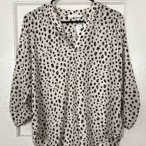 Lush White Leopard Print Blouse NWT